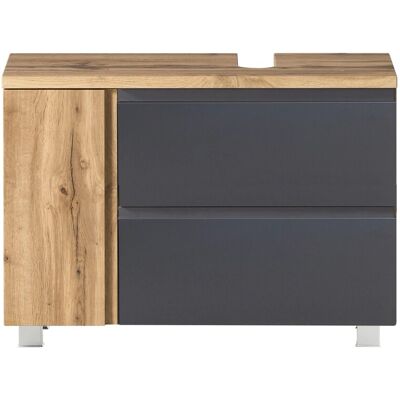 Held Möbel Unterbeckenschrank Ancona 85cm matt Grau-Wotaneiche Ausschnitt rechts Held Möbel Unterbeckenschrank Ancona 85cm matt Grau-Wotaneiche Ausschnitt rechts
