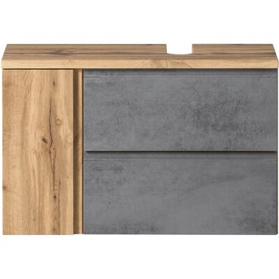 Held Möbel Unterbeckenschrank Ancona 85cm Betongrau-Wotaneiche Ausschnitt rechts Held Möbel Unterbeckenschrank Ancona 85cm Betongrau-Wotaneiche Ausschnitt rechts