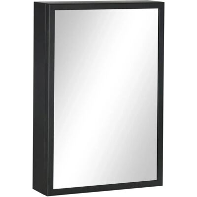 Kleankin Spiegelschrank mit 3 Etagen Hängeschrank Schwarz 40 x 12 x 60 cm Kleankin Spiegelschrank mit 3 Etagen Hängeschrank Schwarz 40 x 12 x 60 cm