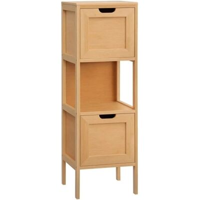 Kleankin Badezimmerschrank mit 2 Schubladen Naturholz 30 x 30 x 90 cm Kleankin Badezimmerschrank mit 2 Schubladen Naturholz 30 x 30 x 90 cm