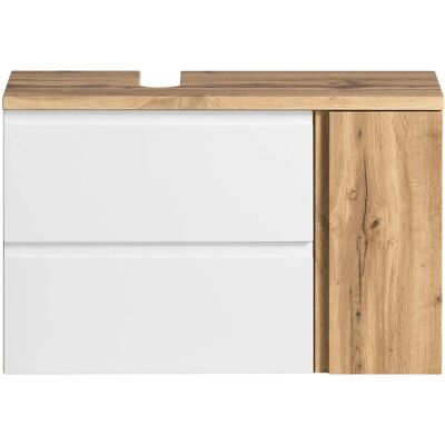 Held Möbel Unterbeckenschrank Ancona 85 cm matt Weiß-Wotaneiche Ausschnitt links Held Möbel Unterbeckenschrank Ancona 85 cm matt Weiß-Wotaneiche Ausschnitt links