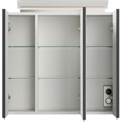 Posseik Spiegelschrank inkl. Design LED-Lampe u. Glasböden 70 cm Grafit Posseik Spiegelschrank inkl. Design LED-Lampe u. Glasböden 70 cm Grafit