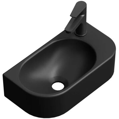 Emke Handwaschbecken 40 x 21,5 x 12 cm Mattschwarz Rechteckiges Keramikbecken Rechtes Wasserhahnloch Emke Handwaschbecken 40 x 21,5 x 12 cm Mattschwarz Rechteckiges Keramikbecken Rechtes Wasserhahnloch