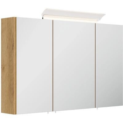 Posseik Spiegelschrank inkl. Design LED-Lampe u. Glasböden 100 cm Eiche Gold Posseik Spiegelschrank inkl. Design LED-Lampe u. Glasböden 100 cm Eiche Gold
