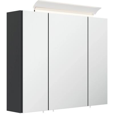 Posseik Spiegelschrank inkl. Design LED-Lampe u. Glasböden 75 cm Grafit Posseik Spiegelschrank inkl. Design LED-Lampe u. Glasböden 75 cm Grafit