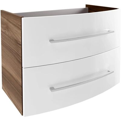 Fackelmann Verona Waschtischunterschrank - 79,4 cm breit, Braun/Weiß Hochglanz Fackelmann Verona Waschtischunterschrank - 79,4 cm breit, Braun/Weiß Hochglanz