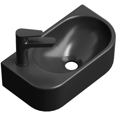 Emke Handwaschbecken 40 x 21,5 x 12 cm Mattschwarz Rechteckiges Keramikbecken Linkes Wasserhahnloch Emke Handwaschbecken 40 x 21,5 x 12 cm Mattschwarz Rechteckiges Keramikbecken Linkes Wasserhahnloch