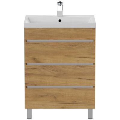 Posseik Stand-Badmöbel Fellini 60 mit 3 Grifflosen Schubladen Eiche Gold Posseik Stand-Badmöbel Fellini 60 mit 3 Grifflosen Schubladen Eiche Gold
