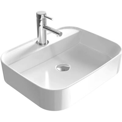 Emke Handwaschbecken Keramik Aufsatzwaschbecken 50 x 40 x 11 cm Eckiger Waschtisch Mit Hahnloch Emke Handwaschbecken Keramik Aufsatzwaschbecken 50 x 40 x 11 cm Eckiger Waschtisch Mit Hahnloch