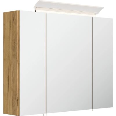Posseik Spiegelschrank inkl. Design LED-Lampe u. Glasböden 80 cm Eiche Gold Posseik Spiegelschrank inkl. Design LED-Lampe u. Glasböden 80 cm Eiche Gold