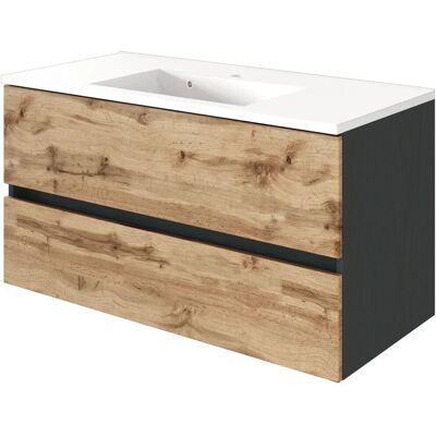 Held Möbel Einzelwaschtisch Bari 100 cm Eiche Natur Matt mit Softclose Held Möbel Einzelwaschtisch Bari 100 cm Eiche Natur Matt mit Softclose