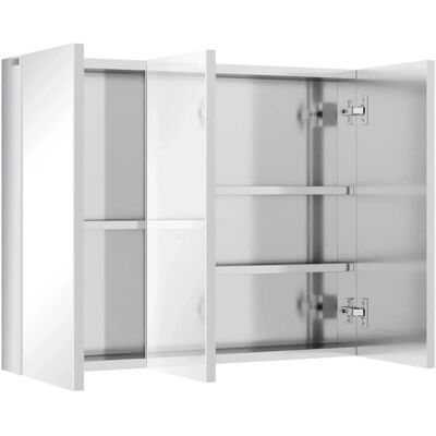Kleankin Spiegelschrank mit 5 Ablagen 3 Glastüren Edelstahl 70 x 12 x 55cm Silber Kleankin Spiegelschrank mit 5 Ablagen 3 Glastüren Edelstahl 70 x 12 x 55cm Silber