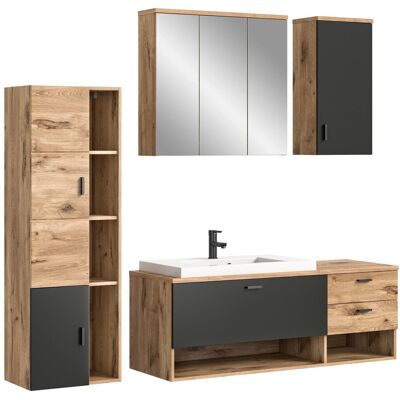 Badkombination 203 cm x 192 cm x 48 cm E001 Eiche 5-tlg. Badkombination 203 cm x 192 cm x 48 cm E001 Eiche 5-tlg.