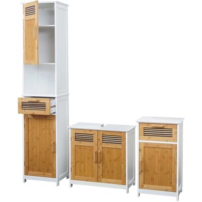 MCW A85 Badezimmermöbelset - Bambus, Weiß MCW A85 Badezimmermöbelset - Bambus, Weiß