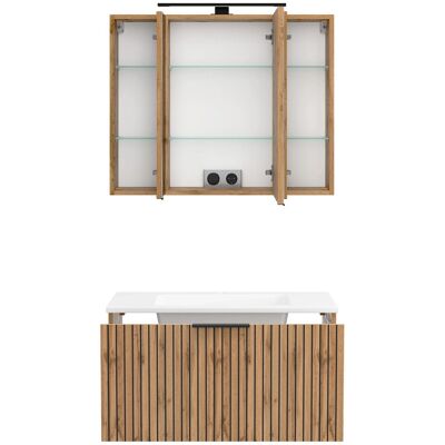 Held Möbel Waschtisch-Set Becken Weiß 200 x 80 x 47 cm Wildeiche 2-tlg. Held Möbel Waschtisch-Set Becken Weiß 200 x 80 x 47 cm Wildeiche 2-tlg.