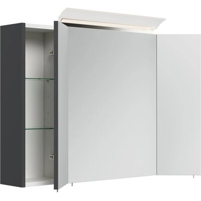 Posseik Spiegelschrank inkl. Design LED-Lampe u. Glasböden 90 cm Grafit Posseik Spiegelschrank inkl. Design LED-Lampe u. Glasböden 90 cm Grafit