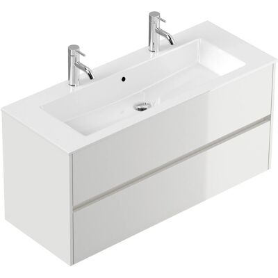 Posseik Badmöbel Limes und Doppel-Waschtisch 2 Auszüge 120 cm Weiß Hochglanz Posseik Badmöbel Limes und Doppel-Waschtisch 2 Auszüge 120 cm Weiß Hochglanz