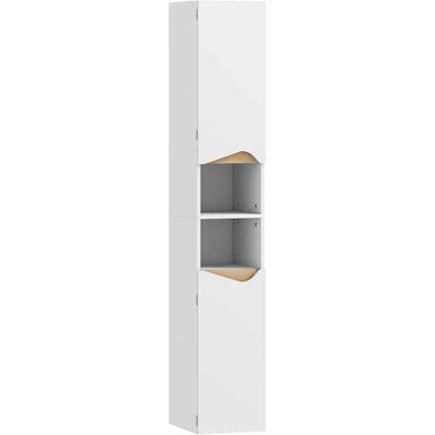 HOMCOM Badezimmerschrank Spanplatte 34,6L x 30B x 180,5H cm Weiß HOMCOM Badezimmerschrank Spanplatte 34,6L x 30B x 180,5H cm Weiß