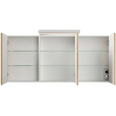 Posseik Spiegelschrank inkl. Design LED-Lampe u. Glasböden 140 cm Eiche Gold Posseik Spiegelschrank inkl. Design LED-Lampe u. Glasböden 140 cm Eiche Gold
