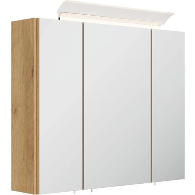 Posseik Spiegelschrank inkl. Design LED-Lampe u. Glasböden 75 cm Eiche Gold Posseik Spiegelschrank inkl. Design LED-Lampe u. Glasböden 75 cm Eiche Gold