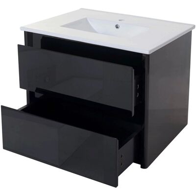 MCW Waschbecken mit unterschrank B19 Waschbecken Waschtisch Badezimmer Hochglanz 50x80cm Schwarz MCW Waschbecken mit unterschrank B19 Waschbecken Waschtisch Badezimmer Hochglanz 50x80cm Schwarz