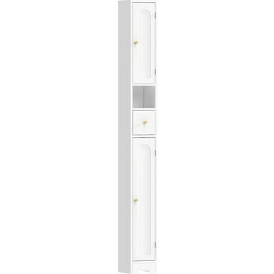 HOMCOM Badezimmerschrank MDF 20L x 20B x 185H cm Weiß HOMCOM Badezimmerschrank MDF 20L x 20B x 185H cm Weiß