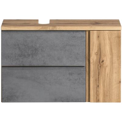 Held Möbel Unterbeckenschrank Ancona 85 cm Betongrau-Wotaneiche Ausschnitt links Held Möbel Unterbeckenschrank Ancona 85 cm Betongrau-Wotaneiche Ausschnitt links