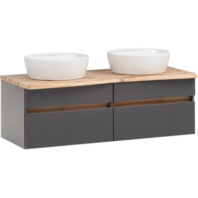 Held Möbel Doppelwaschtisch Trient 121 cm Grau Matt mit Softclose Held Möbel Doppelwaschtisch Trient 121 cm Grau Matt mit Softclose