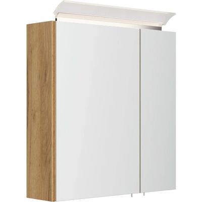 Posseik Spiegelschrank inkl. Design LED-Lampe u. Glasböden 60 cm Eiche Gold Posseik Spiegelschrank inkl. Design LED-Lampe u. Glasböden 60 cm Eiche Gold