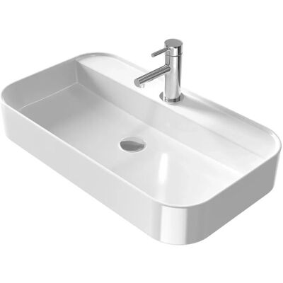 Emke Handwaschbecken Keramik Aufsatzwaschbecken 70 x 40 x 11 cm Eckiger Waschtisch Mit Hahnloch Emke Handwaschbecken Keramik Aufsatzwaschbecken 70 x 40 x 11 cm Eckiger Waschtisch Mit Hahnloch