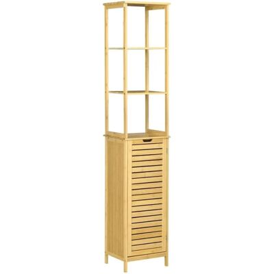 Kleankin Badezimmerschrank mit 3 Offenen Fächer und 1 Schrank 34 x 30 x 173 cm Kleankin Badezimmerschrank mit 3 Offenen Fächer und 1 Schrank 34 x 30 x 173 cm