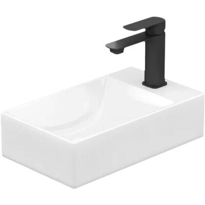 Emke Wandwaschbecken Keramik 38 × 22 cm Kompaktes Handwaschbecken Wandmontage Weiß Emke Wandwaschbecken Keramik 38 × 22 cm Kompaktes Handwaschbecken Wandmontage Weiß