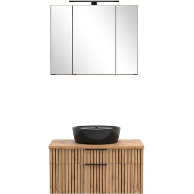 Held Möbel Waschtisch-Set Keramikbecken Schwarz 200 x 80 x 47 cm Eiche 2-tlg. Held Möbel Waschtisch-Set Keramikbecken Schwarz 200 x 80 x 47 cm Eiche 2-tlg.