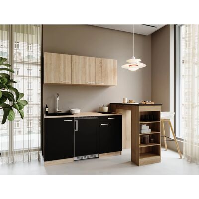Respekta Ingrid Singleküche 150 cm Schwarz mit Bartisch Respekta Ingrid Singleküche 150 cm Schwarz mit Bartisch