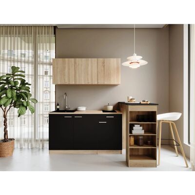 Respekta Ingrid Singleküche 150 cm Schwarz mit Bartisch Respekta Ingrid Singleküche 150 cm Schwarz mit Bartisch