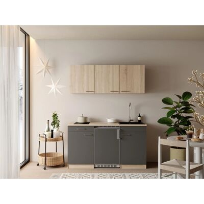 Respekta Ingrid Singleküche 150 cm Grau mit Kühlschrank Respekta Ingrid Singleküche 150 cm Grau mit Kühlschrank