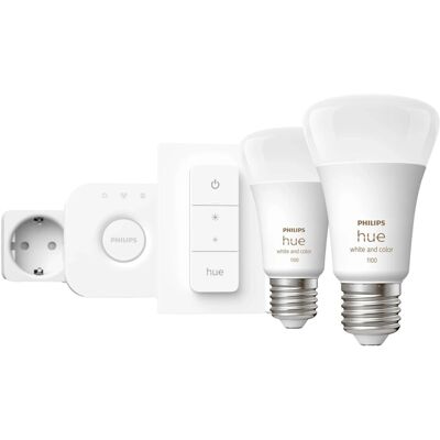 Philips Hue Starter-Set 2 x E27 Leuchtmittel inkl. Dimmer & Hue Bridge Philips Hue Starter-Set 2 x E27 Leuchtmittel inkl. Dimmer & Hue Bridge