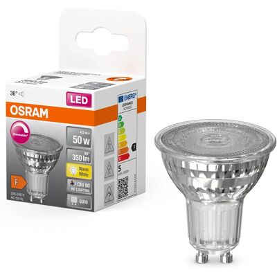 Osram LED-Leuchtmittel GU10 4,5 W Warmweiß 350 lm EEK: F 5,2 x 5 cm (H x Ø) Osram LED-Leuchtmittel GU10 4,5 W Warmweiß 350 lm EEK: F 5,2 x 5 cm (H x Ø)
