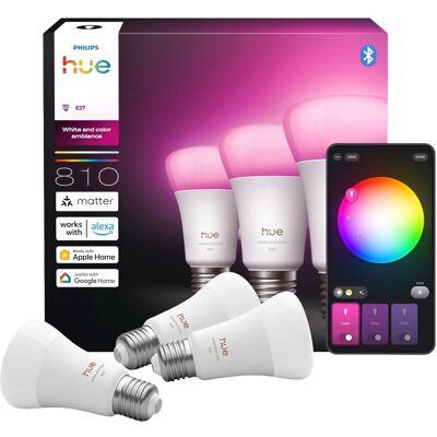 Philips Hue Leuchtmittel E27 White & Color Ambiance 810 lm 6 W 3er Set Philips Hue Leuchtmittel E27 White & Color Ambiance 810 lm 6 W 3er Set