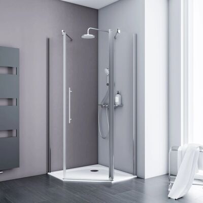 Schulte Fünfeckdusche mit Drehtür Alexa Style 2.0 Chromoptik BxHxT 90x90x192 cm Schulte Fünfeckdusche mit Drehtür Alexa Style 2.0 Chromoptik BxHxT 90x90x192 cm