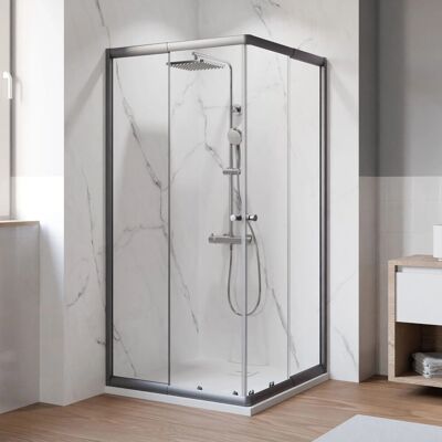 Breuer Eckeinstieg Ektos mit Schiebetür Klarglas 180 cm x 80-90 cm Metal Breuer Eckeinstieg Ektos mit Schiebetür Klarglas 180 cm x 80-90 cm Metal