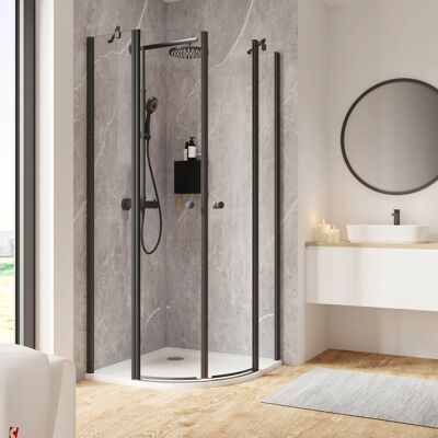 Schulte Duschkabine-Pendeltür Garant 2.0 Rund 4-teilig Mattschwarz 200 x 90 cm Schulte Duschkabine-Pendeltür Garant 2.0 Rund 4-teilig Mattschwarz 200 x 90 cm