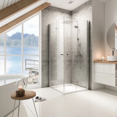 Schulte Eckeinstieg mit Drehfalttür Garant Echtglas Chrom-Optik 90 cm x 90 cm Schulte Eckeinstieg mit Drehfalttür Garant Echtglas Chrom-Optik 90 cm x 90 cm