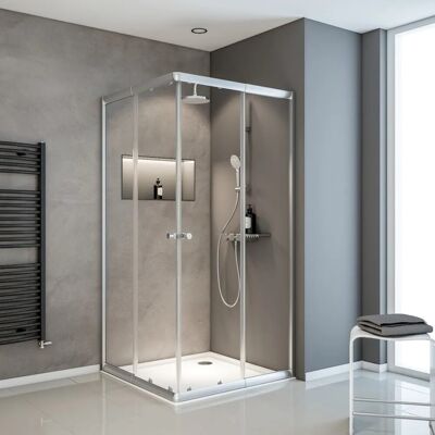 Schulte Eckeinstieg mit Schiebetüren Sunny 180 cm x 75-90 cm Silber Klarglas Schulte Eckeinstieg mit Schiebetüren Sunny 180 cm x 75-90 cm Silber Klarglas