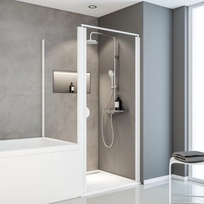 Schulte Sunny Drehtür mit verkürzter Seitenwand Echtglas klar Alpinweiß Schulte Sunny Drehtür mit verkürzter Seitenwand Echtglas klar Alpinweiß