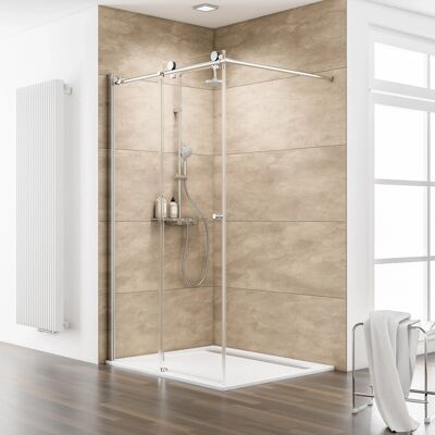 Schulte MasterClass Walk In 5 Chromoptik Echtglas Klar hell Anschlag links Schulte MasterClass Walk In 5 Chromoptik Echtglas Klar hell Anschlag links