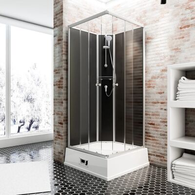 Schulte Komplettduschkabine Korfu II mit Boiler Pumpe Alu-Natur Schwarz Schulte Komplettduschkabine Korfu II mit Boiler Pumpe Alu-Natur Schwarz