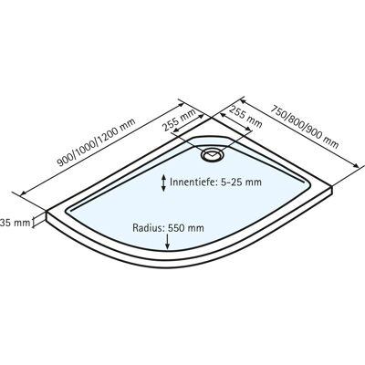 Schulte Duschwannen-Set Viertelkreis asymmetrisch rechts 100 cm x 90 cm Schulte Duschwannen-Set Viertelkreis asymmetrisch rechts 100 cm x 90 cm