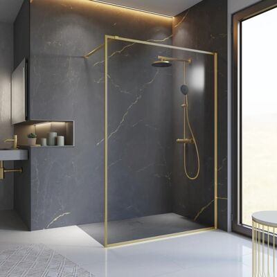 Schulte Duschwand Walk In Trend 2.0 200 x 140 cm, Goldoptik, matt Schulte Duschwand Walk In Trend 2.0 200 x 140 cm, Goldoptik, matt
