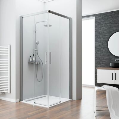 Schulte Eckeinstieg II ohne unteres Profil Kristall Trend Alu-Natur 200 x 90 cm Schulte Eckeinstieg II ohne unteres Profil Kristall Trend Alu-Natur 200 x 90 cm